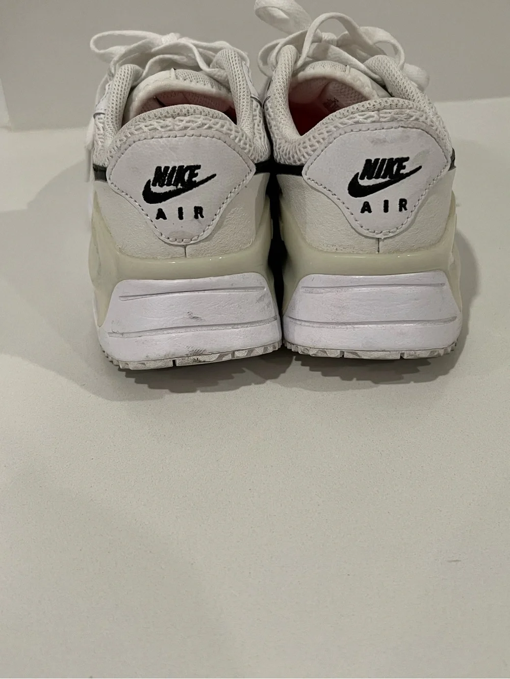 Nike Women’s White Cream Athletic Air Max Sneakers with Black Swoosh